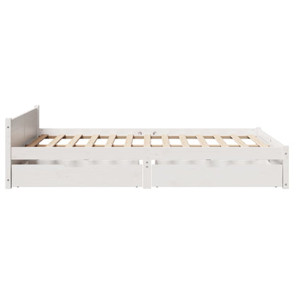 Bedframe zonder matras massief grenenhout wit 140x190 cm