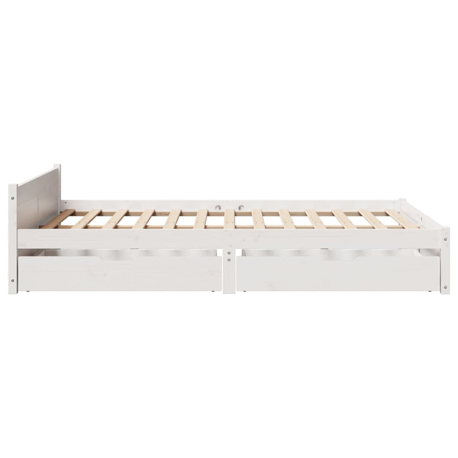 Bedframe zonder matras massief grenenhout wit 140x190 cm