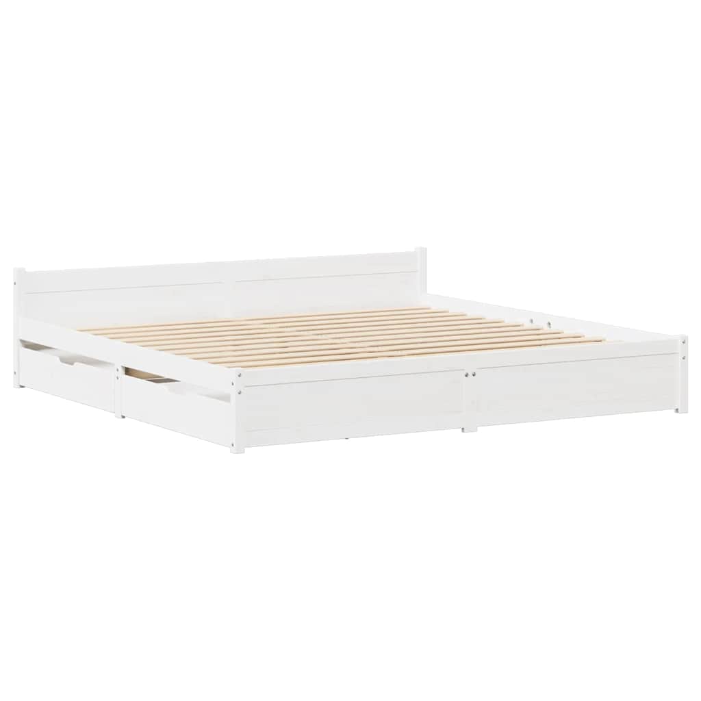Bedframe zonder matras massief grenenhout wit 140x200 cm