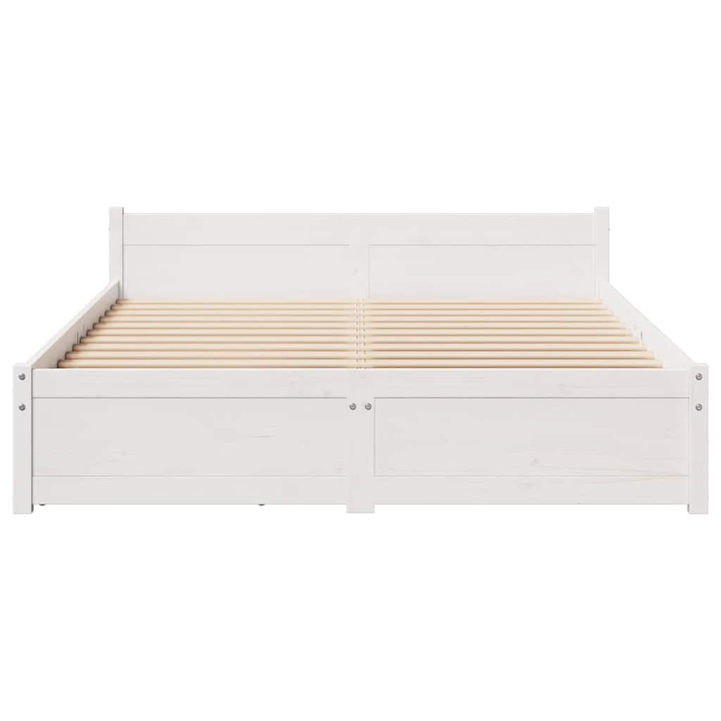 Bedframe zonder matras massief grenenhout wit 140x200 cm