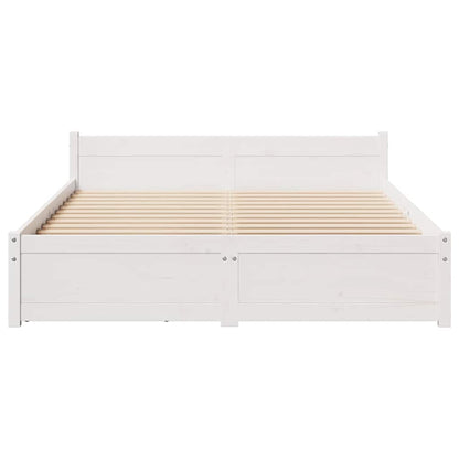 Bedframe zonder matras massief grenenhout wit 140x200 cm