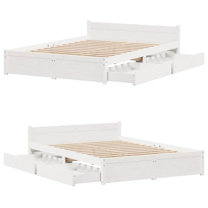 Bedframe zonder matras massief grenenhout wit 140x200 cm