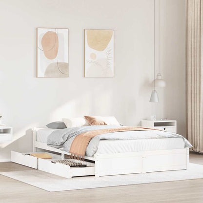 Bedframe zonder matras massief grenenhout wit 140x200 cm