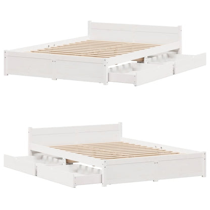 Bedframe zonder matras massief grenenhout wit 120x200 cm