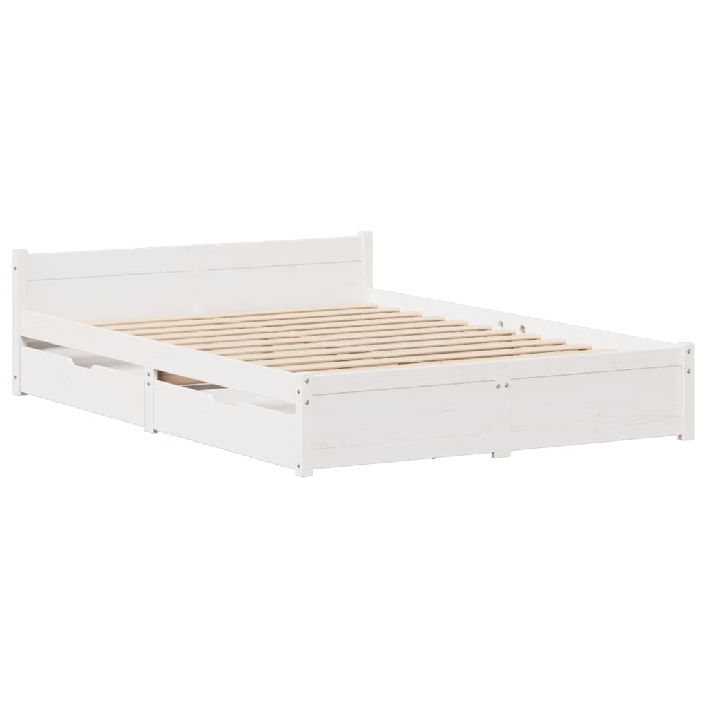 Bedframe zonder matras massief grenenhout wit 140x200 cm