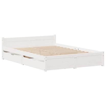 Bedframe zonder matras massief grenenhout wit 140x200 cm