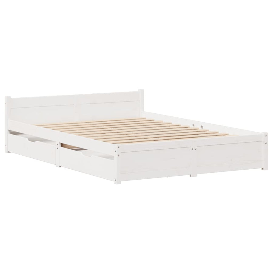 Bedframe zonder matras massief grenenhout wit 140x200 cm