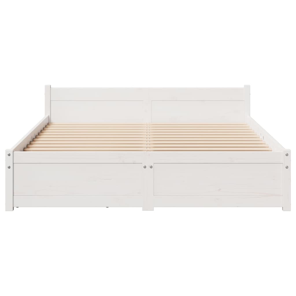 Bedframe zonder matras massief grenenhout wit 150x200 cm