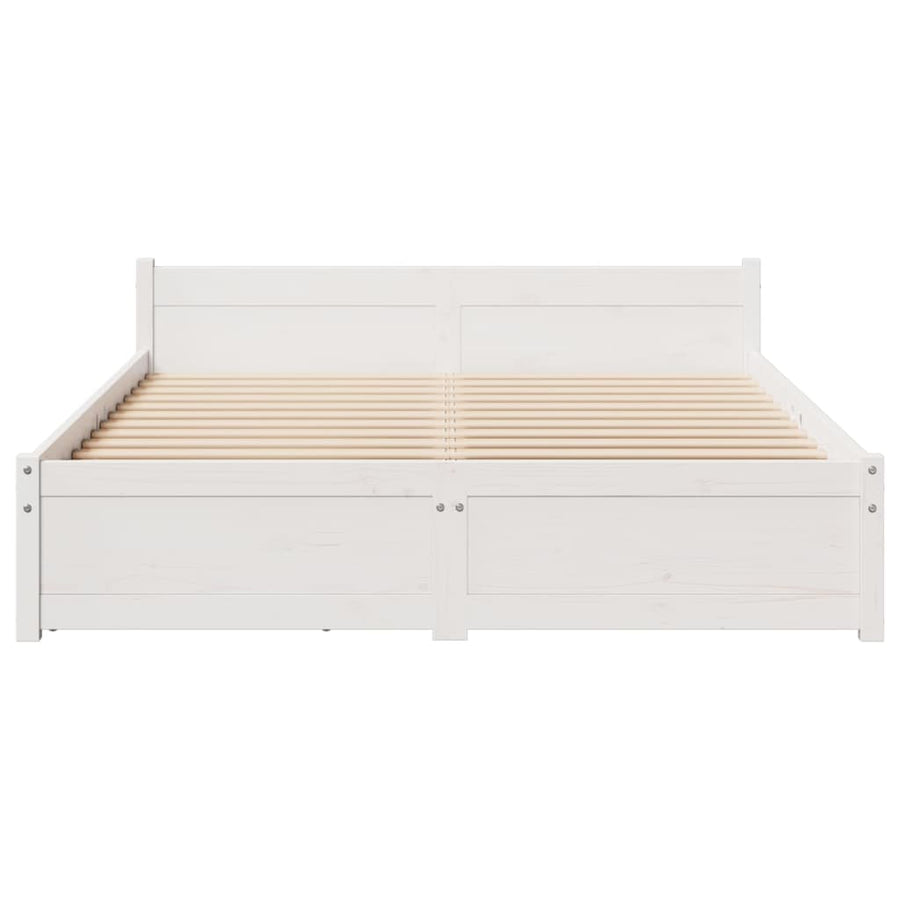 Bedframe zonder matras massief grenenhout wit 150x200 cm