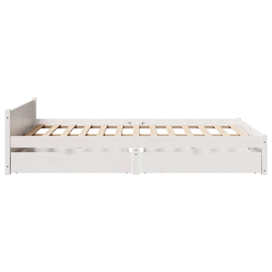 Bedframe zonder matras massief grenenhout wit 150x200 cm