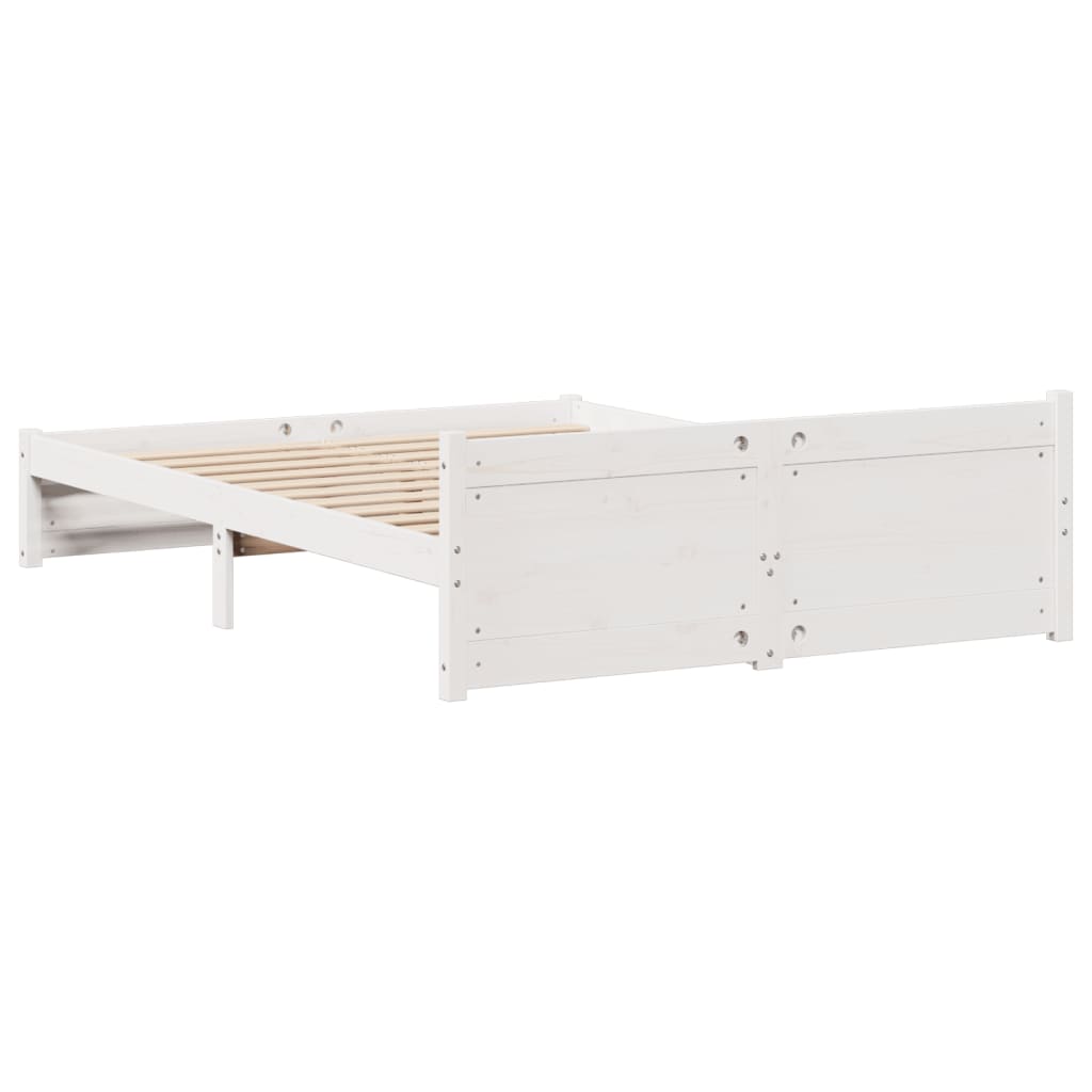 Bedframe zonder matras massief grenenhout wit 150x200 cm