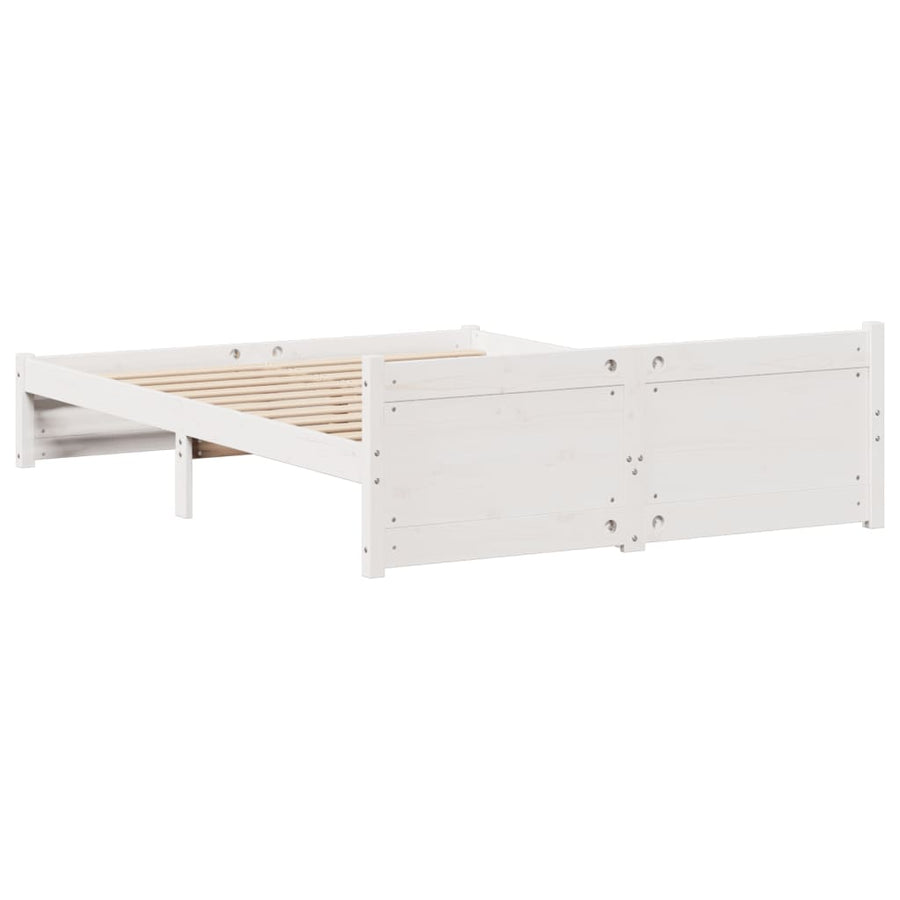Bedframe zonder matras massief grenenhout wit 150x200 cm