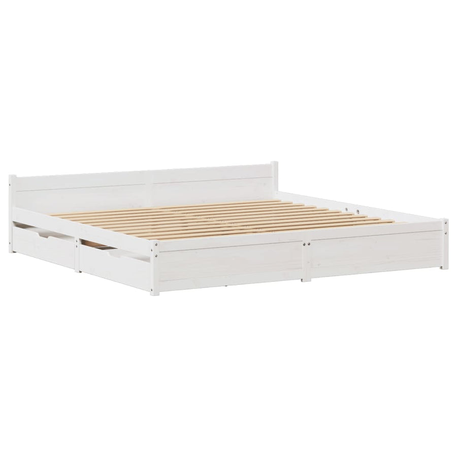 Bedframe zonder matras massief grenenhout wit 160x200 cm