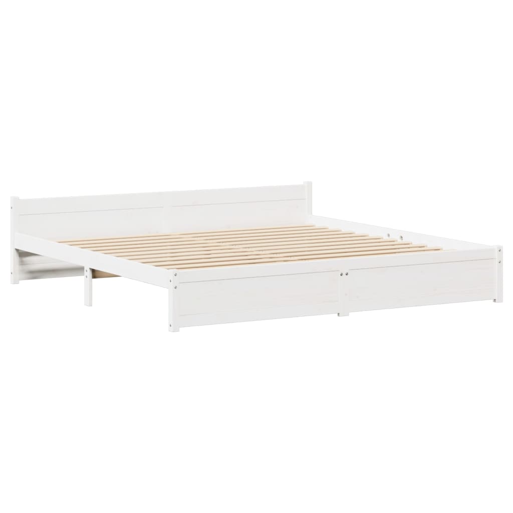 Bedframe zonder matras massief grenenhout wit 160x200 cm