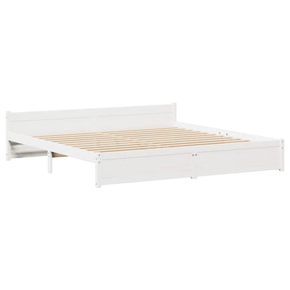 Bedframe zonder matras massief grenenhout wit 160x200 cm