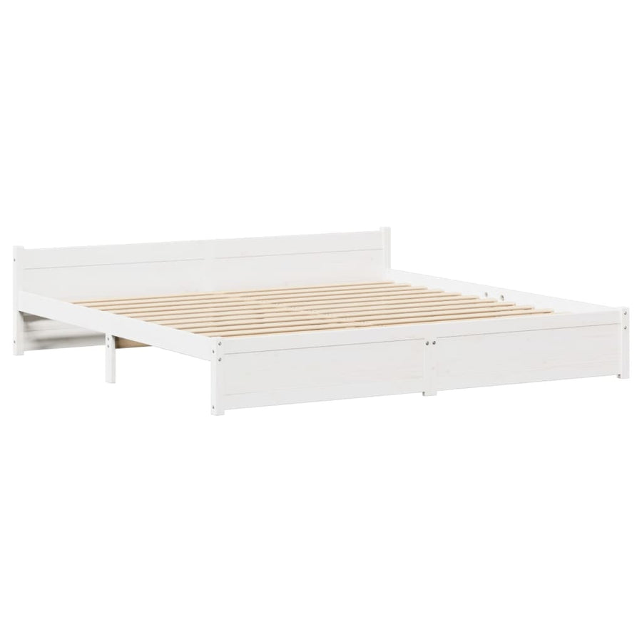 Bedframe zonder matras massief grenenhout wit 160x200 cm