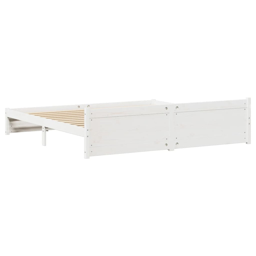 Bedframe zonder matras massief grenenhout wit 160x200 cm
