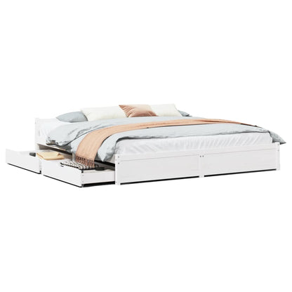 Bedframe zonder matras massief grenenhout wit 180x200 cm