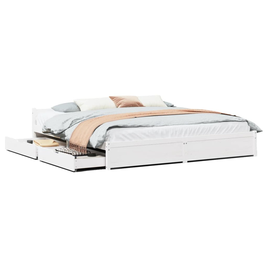 Bedframe zonder matras massief grenenhout wit 180x200 cm