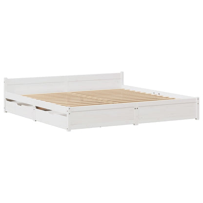 Bedframe zonder matras massief grenenhout wit 180x200 cm