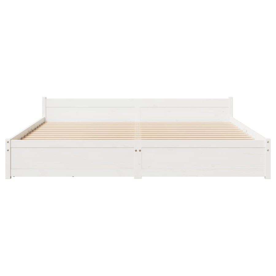 Bedframe zonder matras massief grenenhout wit 180x200 cm
