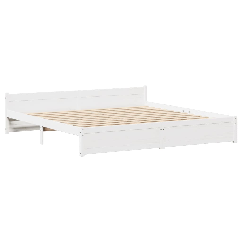 Bedframe zonder matras massief grenenhout wit 180x200 cm