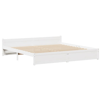 Bedframe zonder matras massief grenenhout wit 180x200 cm