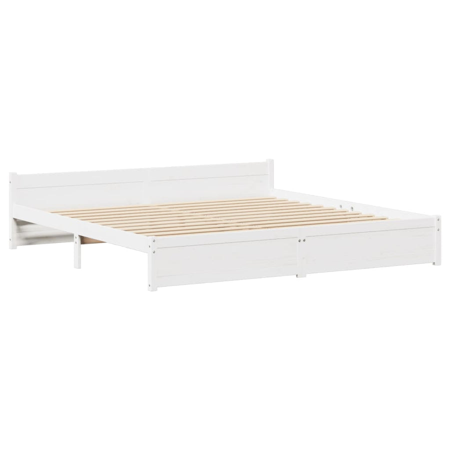 Bedframe zonder matras massief grenenhout wit 180x200 cm