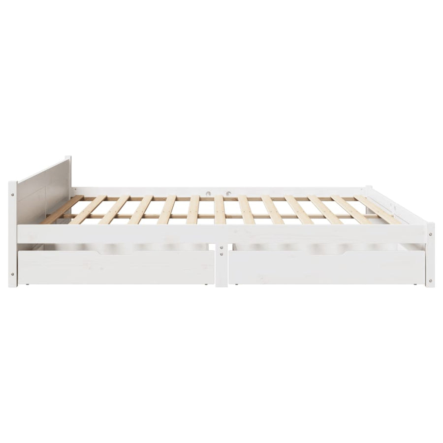 Bedframe zonder matras massief grenenhout wit 180x200 cm