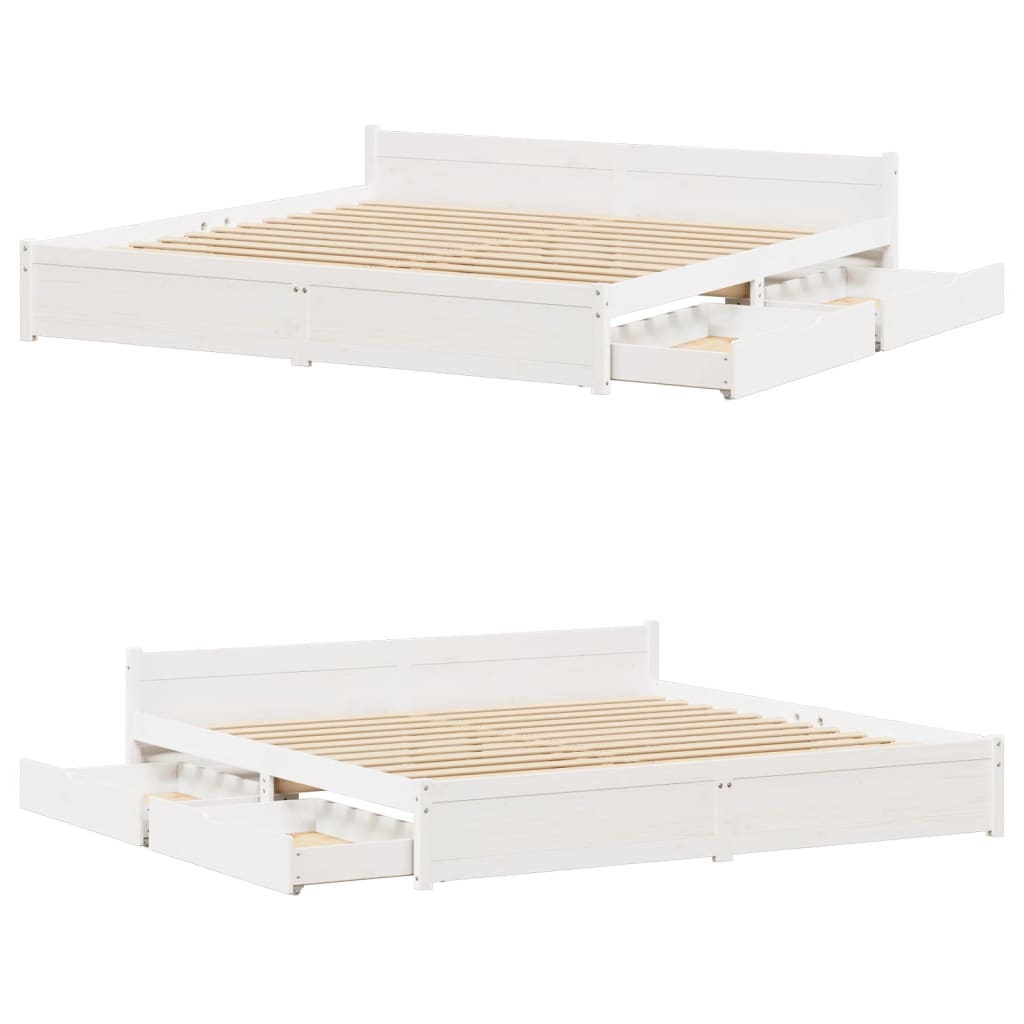 Bedframe zonder matras massief grenenhout wit 180x200 cm
