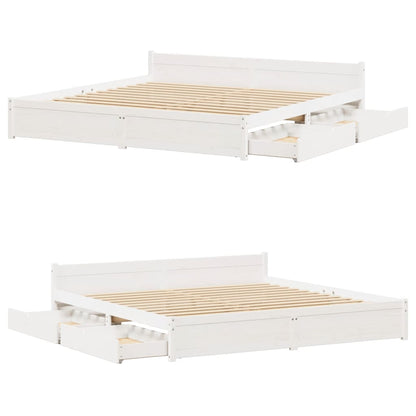 Bedframe zonder matras massief grenenhout wit 180x200 cm