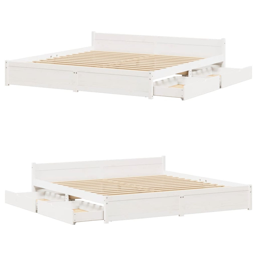 Bedframe zonder matras massief grenenhout wit 180x200 cm