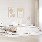 Bedframe massief grenenhout wit 180x200 cm met lades