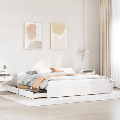 Bedframe zonder matras massief grenenhout wit 180x200 cm