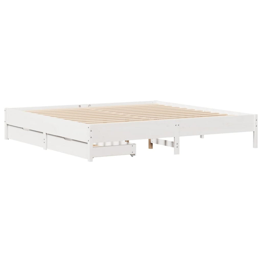 Bedframe zonder matras massief grenenhout wit 200x200 cm