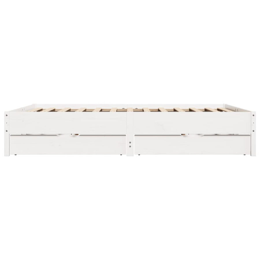 Bedframe zonder matras massief grenenhout wit 200x200 cm