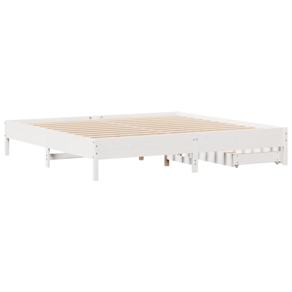 Bedframe zonder matras massief grenenhout wit 200x200 cm