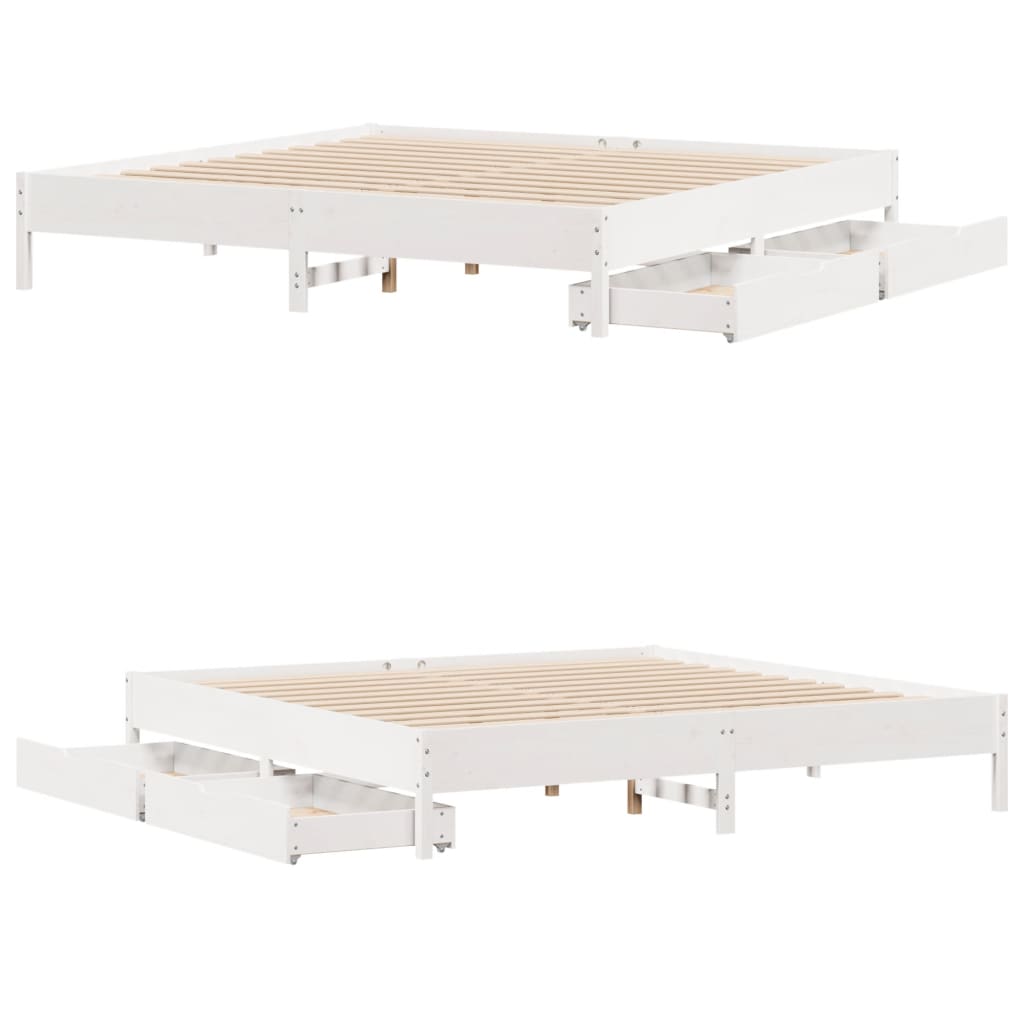 Bedframe zonder matras massief grenenhout wit 200x200 cm