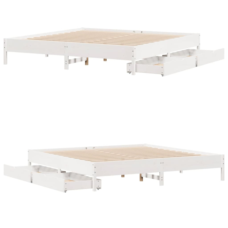 Bedframe zonder matras massief grenenhout wit 200x200 cm