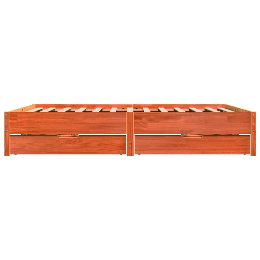Bedframe zonder matras massief grenenhout wasbruin 200x200 cm