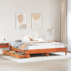 Bedframe massief grenenhout wasbruin 200x200 cm met lades