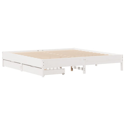 Bedframe zonder matras massief grenenhout wit 180x200 cm