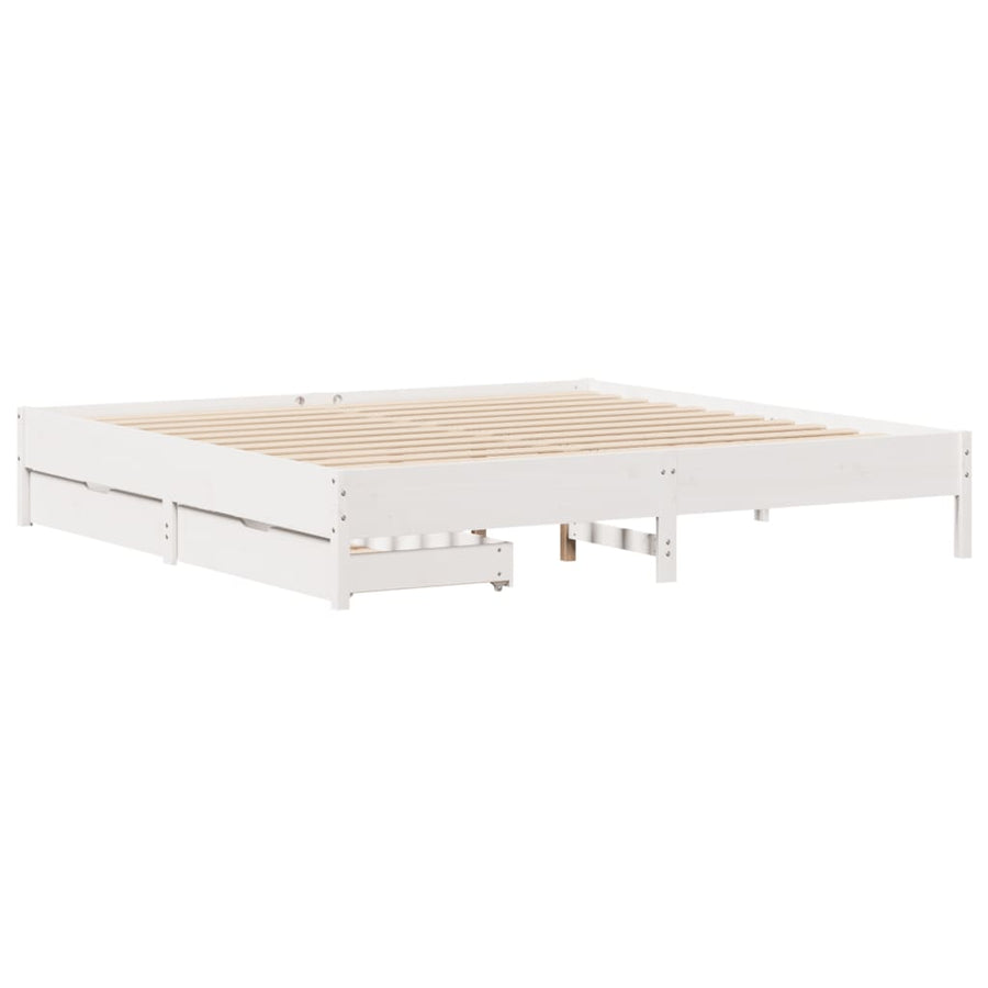Bedframe zonder matras massief grenenhout wit 180x200 cm
