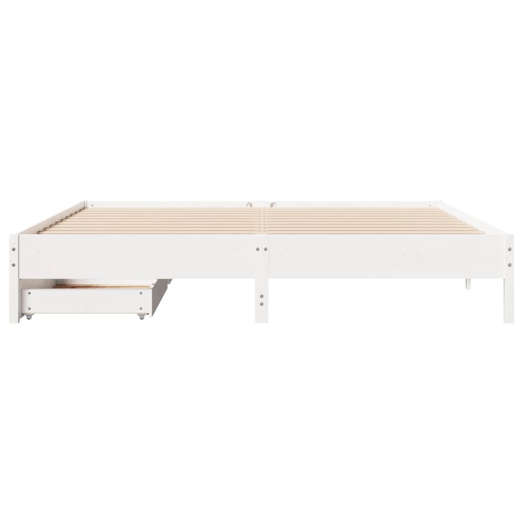 Bedframe zonder matras massief grenenhout wit 180x200 cm