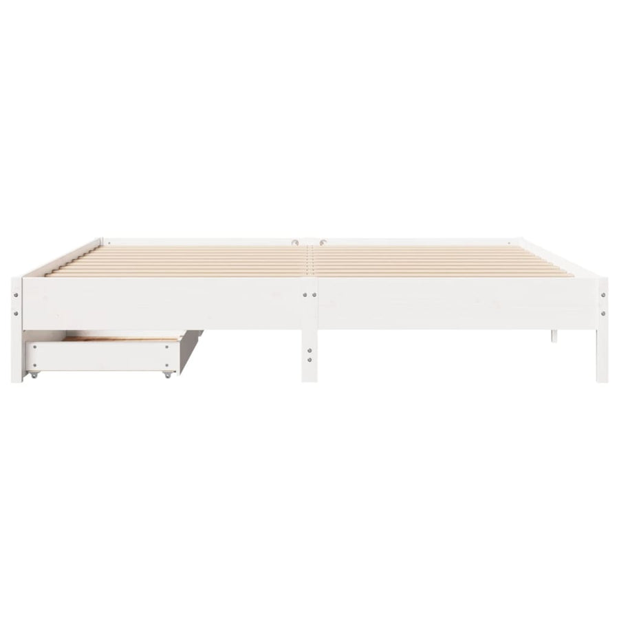 Bedframe zonder matras massief grenenhout wit 180x200 cm