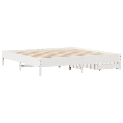 Bedframe zonder matras massief grenenhout wit 180x200 cm