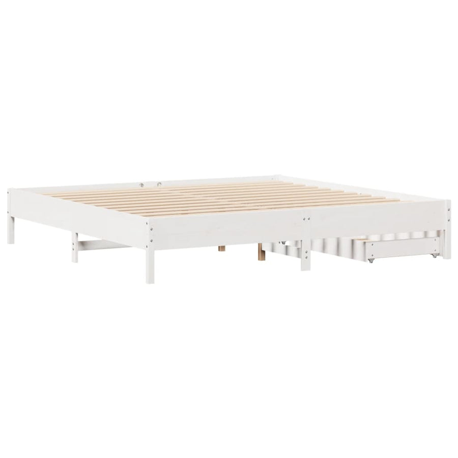 Bedframe zonder matras massief grenenhout wit 180x200 cm