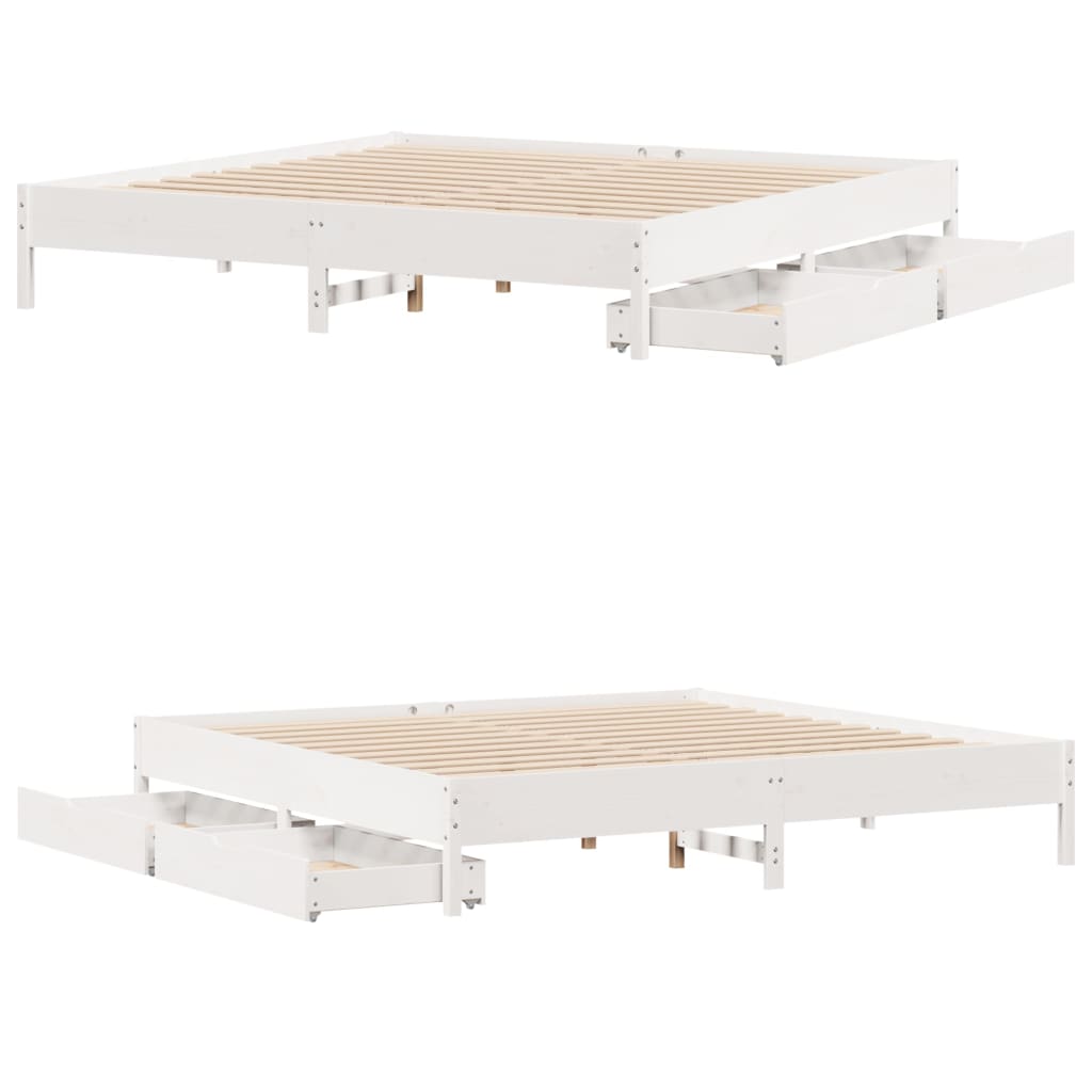 Bedframe zonder matras massief grenenhout wit 180x200 cm