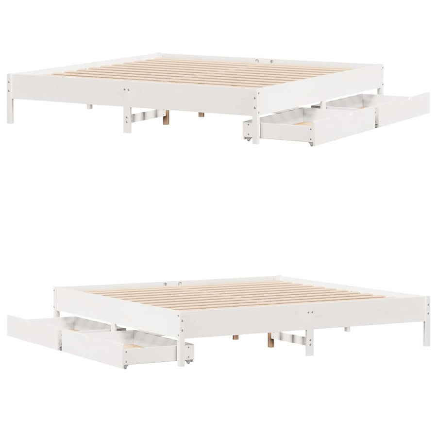Bedframe zonder matras massief grenenhout wit 180x200 cm