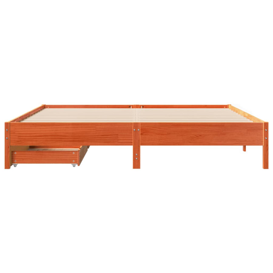 Bedframe zonder matras massief grenenhout wasbruin 180x200 cm